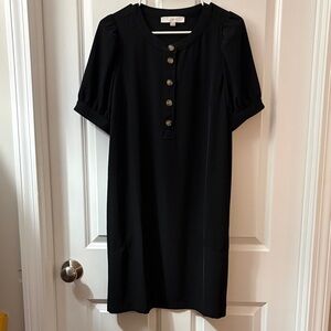 LOFT Black Mini Dress with Button Detail